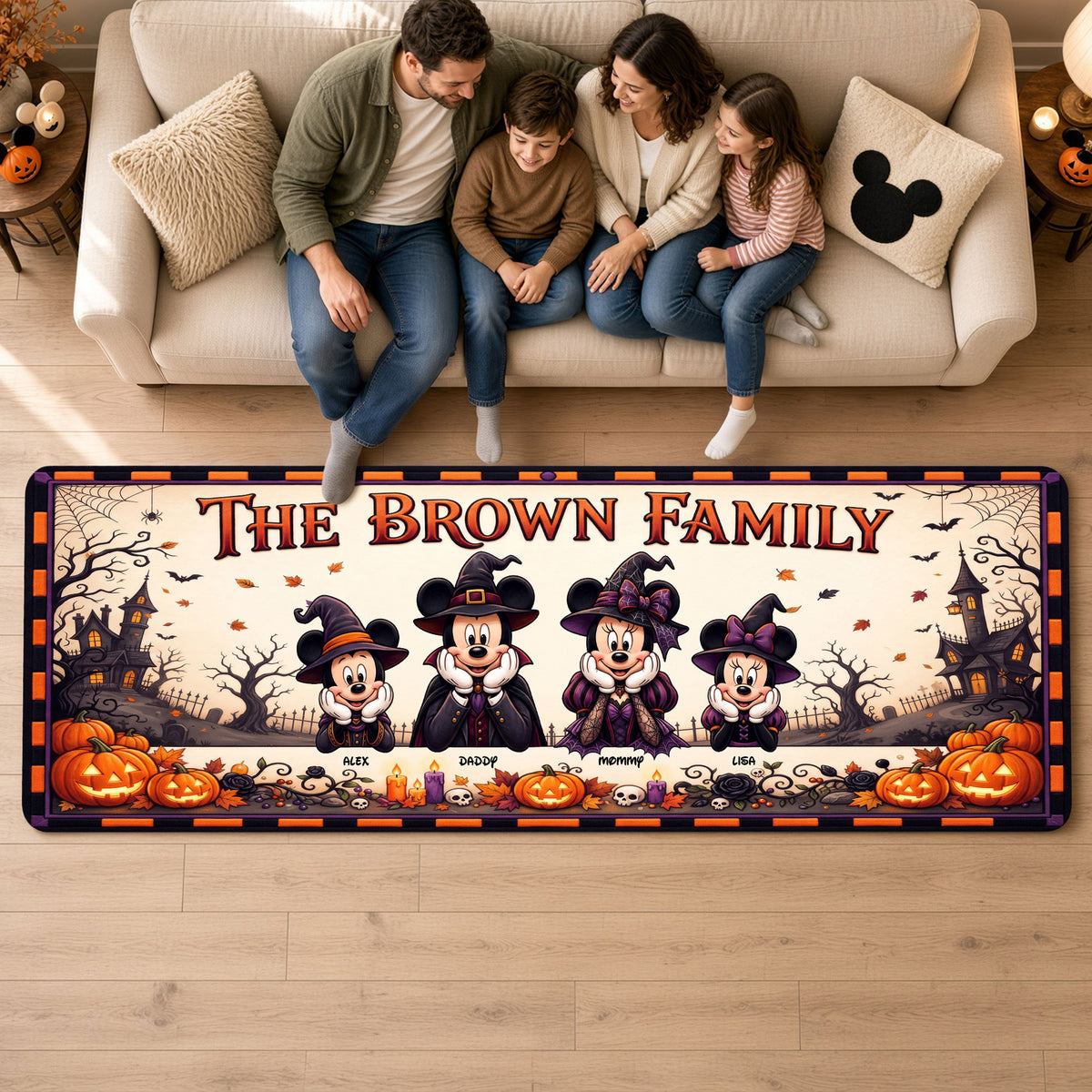 Spooky Mouse Family - Personalized Halloween Gifts For Family Runner Rug 02tyti030926