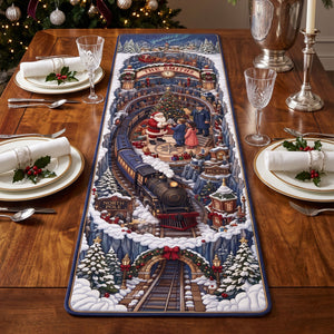 Winter Holiday Train Quilted Table Runner Personalized Gifts 04HATI210826-Homacus