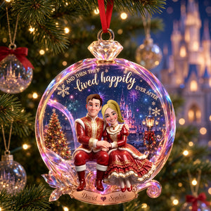 Happy Engagement Ring Ornament, Personalized Gifts For Couple 03qhti040926