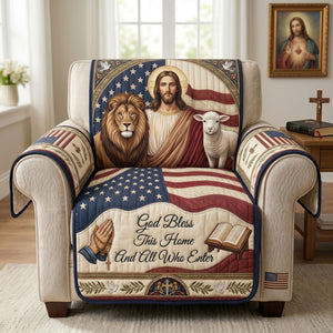 God Bless This Home And All Who Enter Quilted Sofa Cover - Personalized Gifts For Family 03huti220626-Homacus