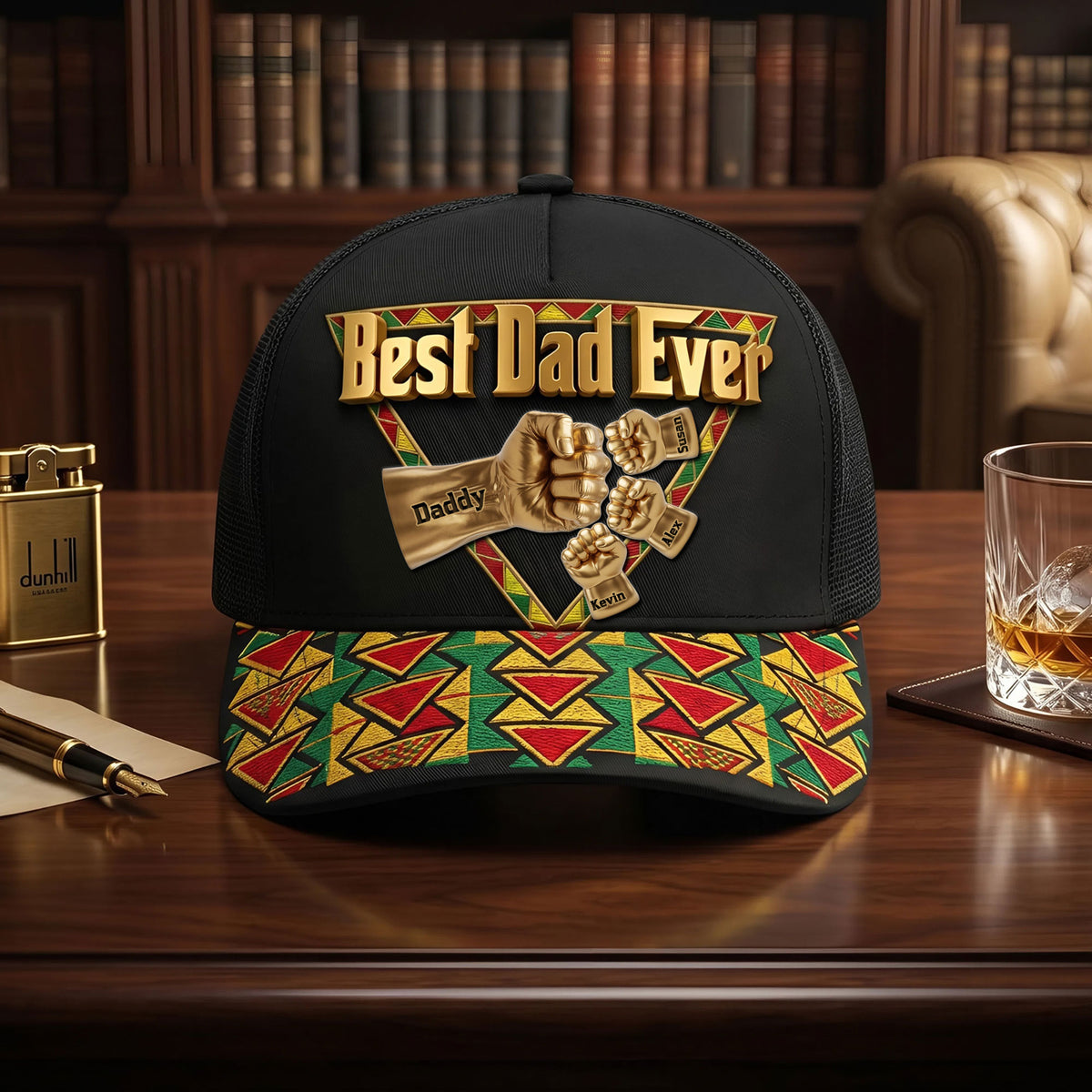 Proud Dad And Kid Fist Bump Cap - Personalized Gifts For Father's Day Mesh Baseball Cap 06HUTI280526-Homacus