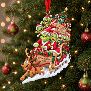 Playful Family Sleigh Ornament, Personalized Gifts For Family 02QHTI140926-Homacus