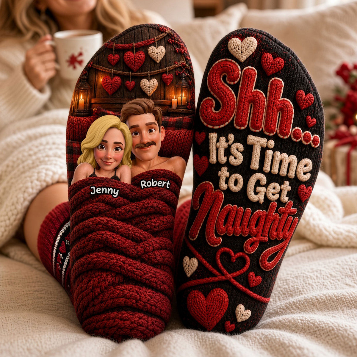 It's Time To Get Naughty Socks - Personalized Christmas Gifts For Couples 03OHTI290926