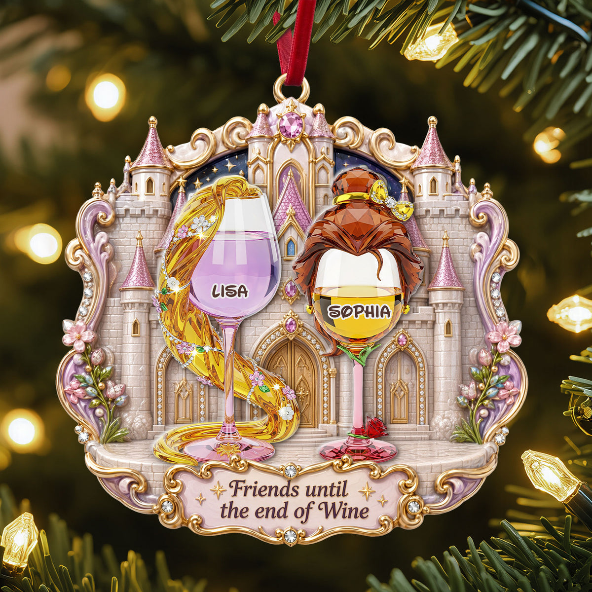 Princess Wine Glasses Acrylic Ornament - Personalized Christmas Gifts For Besties 03nati150826