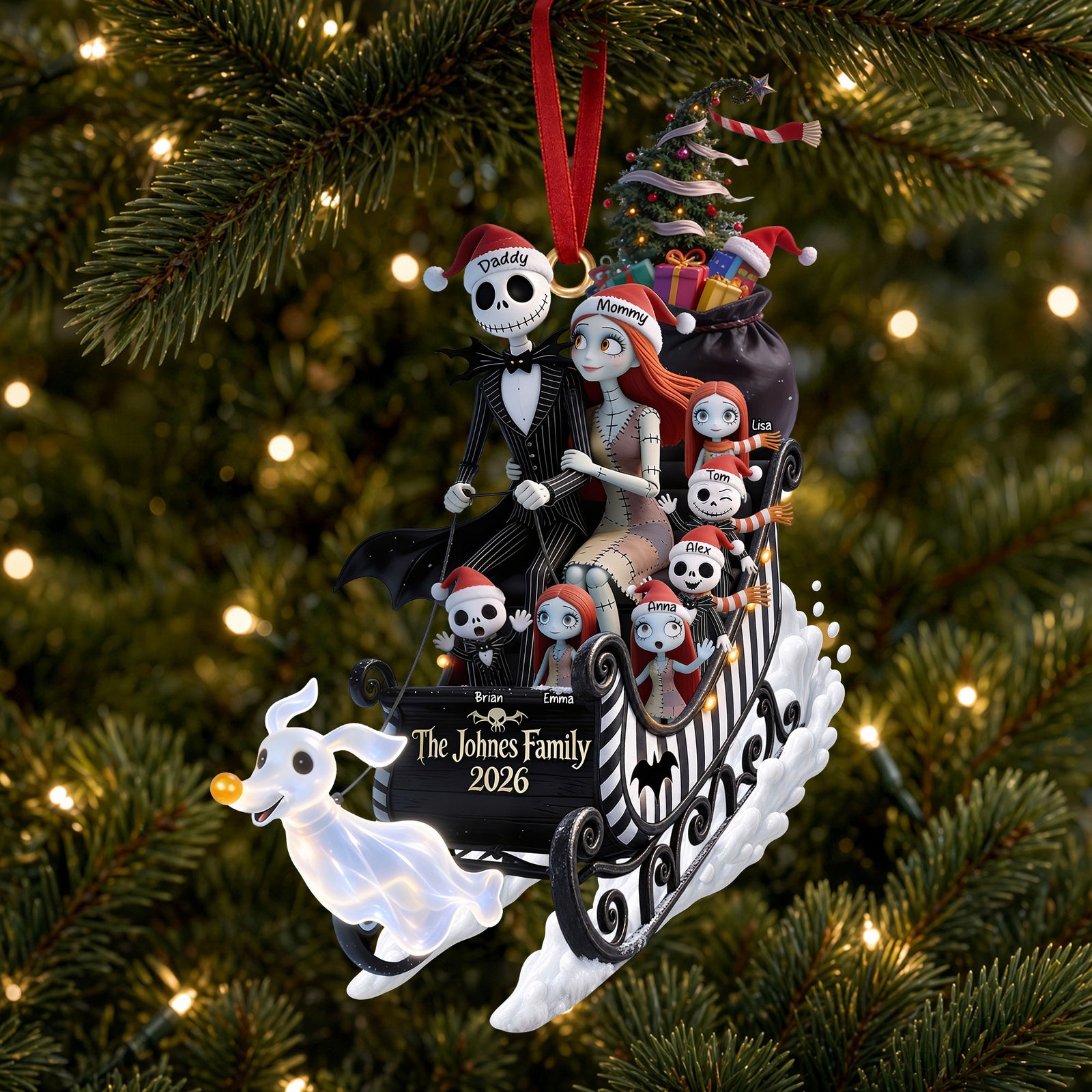 Spooky Family Sleigh Ornament, Personalized Gifts For Family 04QHTI140926-Homacus