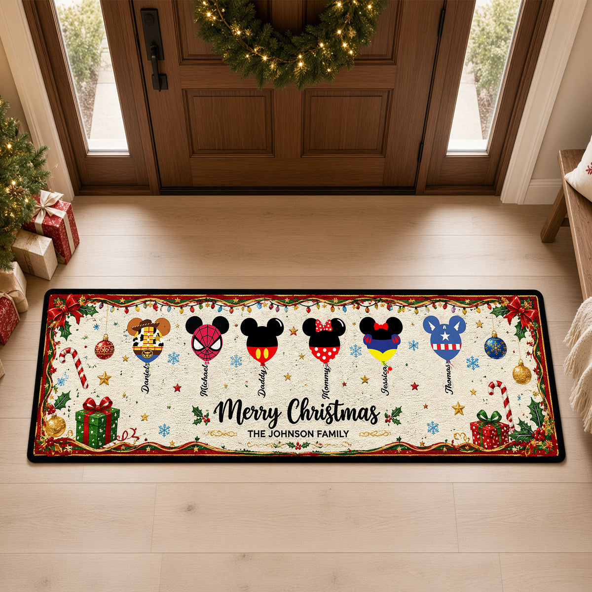 Colorful Balloon Family Runner Rug - Personalized Gifts For Family 05NATI290826-Homacus