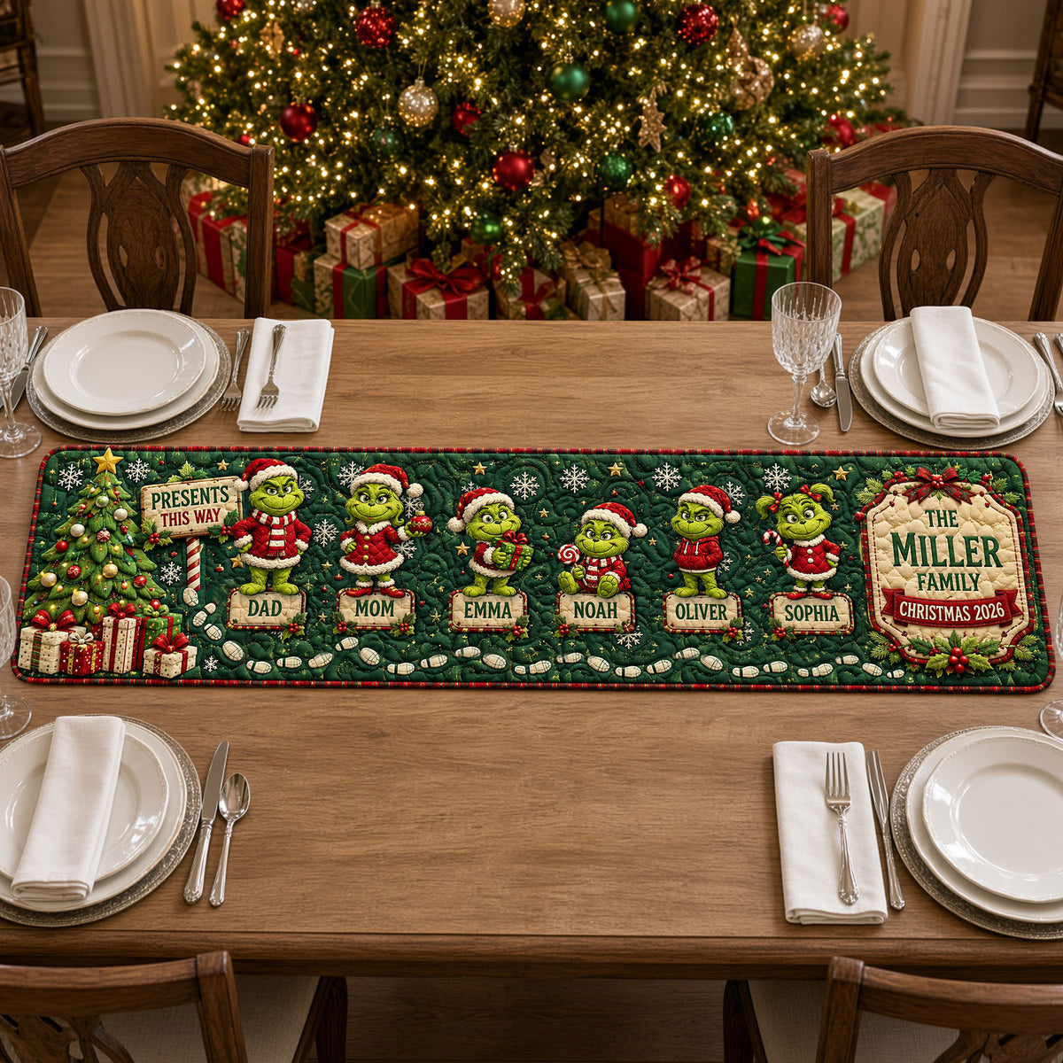 Mischievous Family Quilted Table Runner - Personalized Christmas Gifts For Family 02nati050926