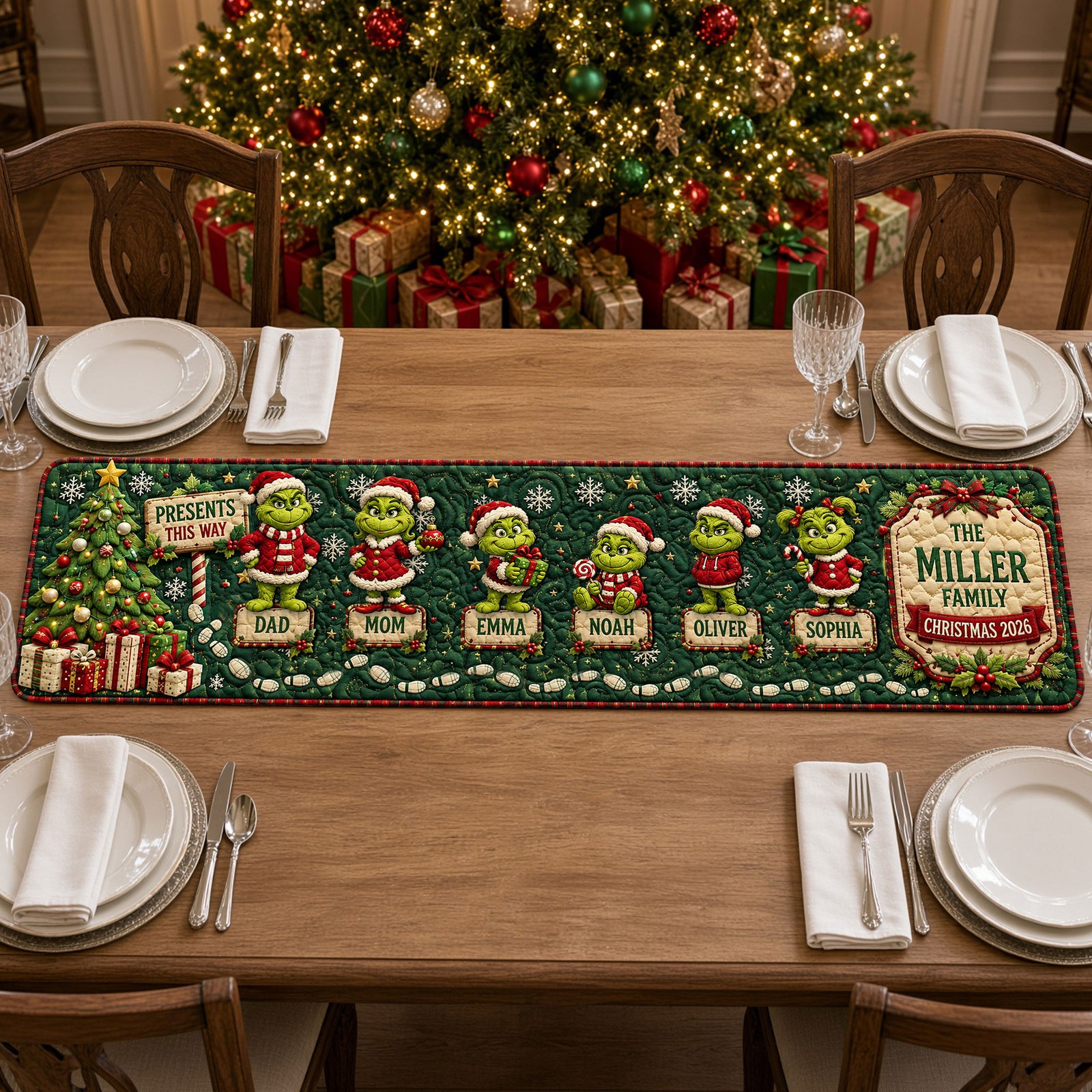 Mischievous Family Quilted Table Runner - Personalized Christmas Gifts For Family 02nati050926-Homacus