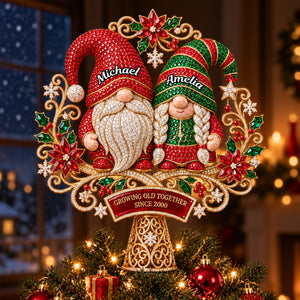 Jolly Gnome Christmas Tree Topper - Personalized Gifts For Couple 07PGTI231026-Homacus