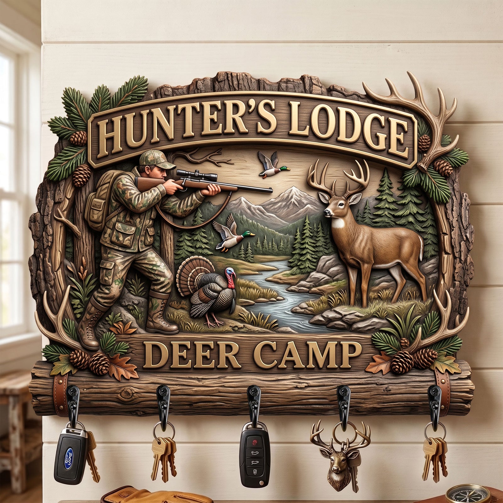 Hunter's Lodge Acrylic Key Hanger - Personalized Gifts 03tyti220726-Homacus