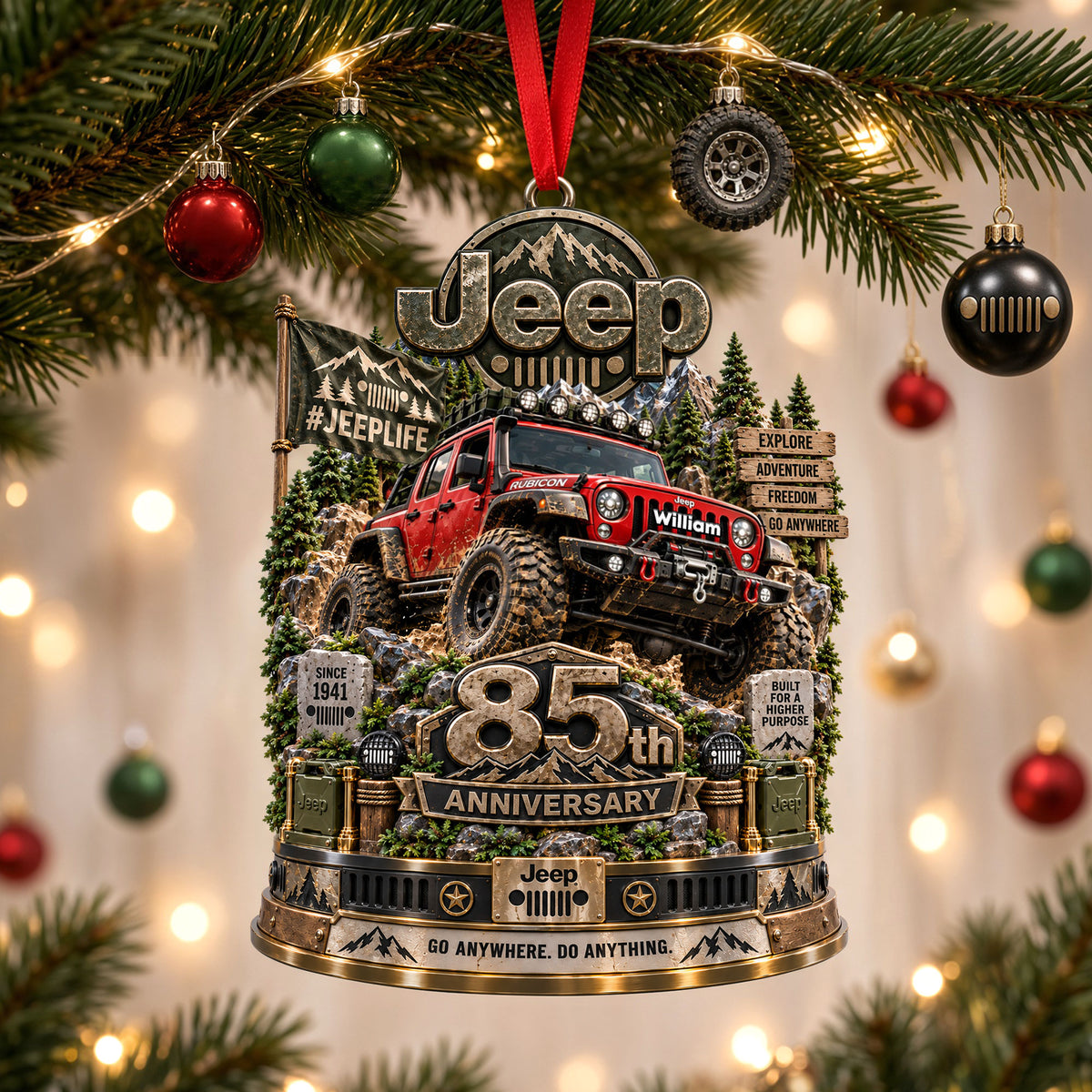 85th Anniversary Mountain Trail Car Ornament - Personalized Gift For Off-road Lovers 05OHTI210926