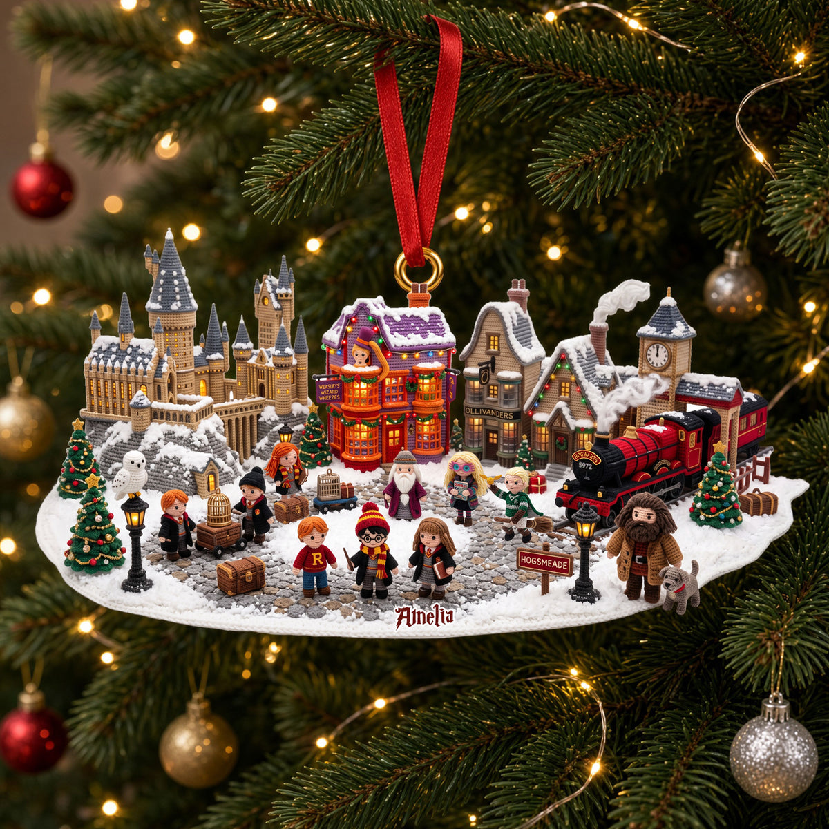 Fantasy Christmas Village Crochet Effect Ornament - Personalized Gifts 06qhti131026-Homacus