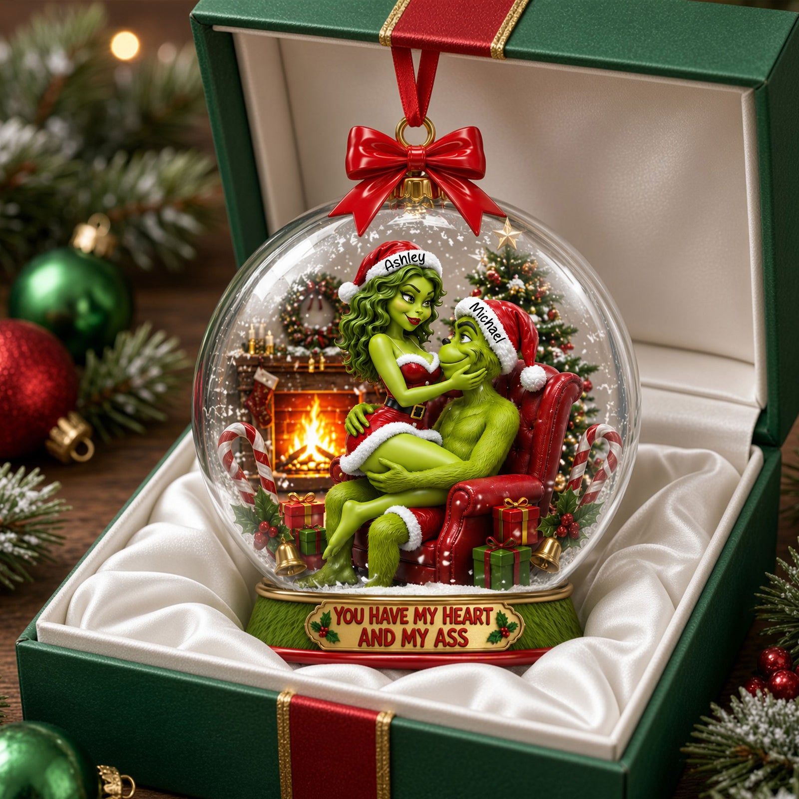 Cheeky Love Couple Christmas Ornament - Personalized Gift For Couples 04TYTI150926-Homacus