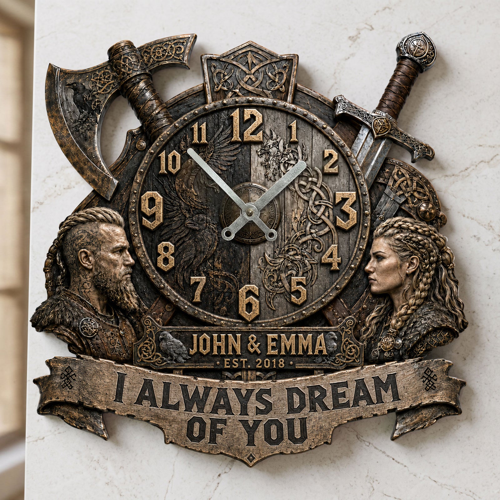 Epic Love Hanging Wall Clock Personalized Couple Decor 05HATI160726-Homacus