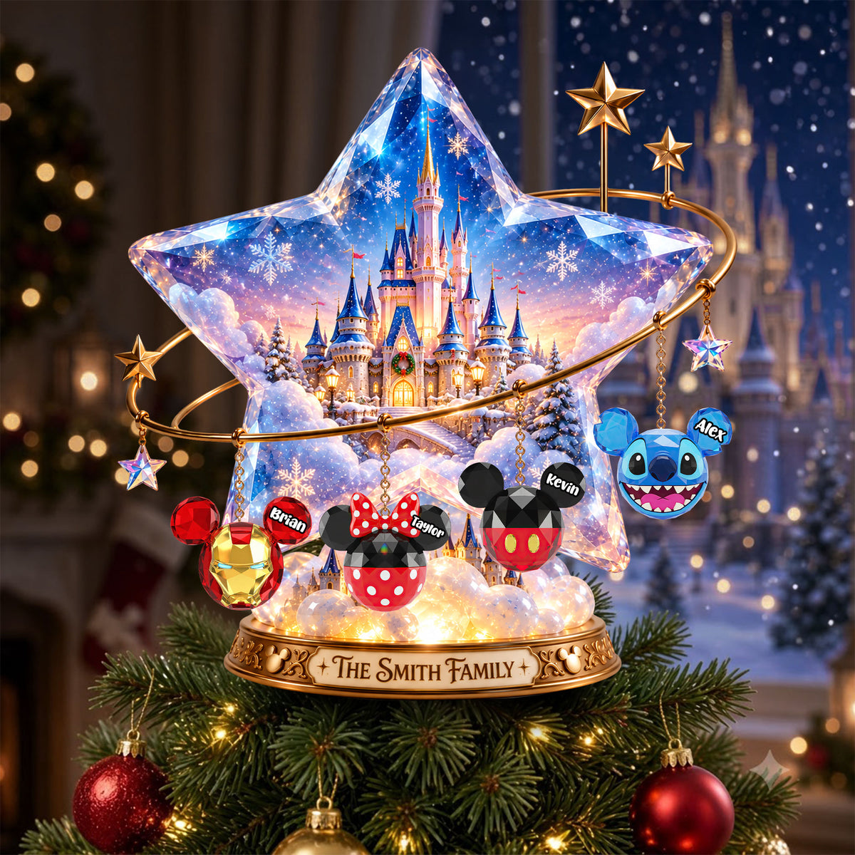 Sparkling Castle Family Tree Topper - Personalized Christmas Gifts For Family 02OHTI151026-Homacus