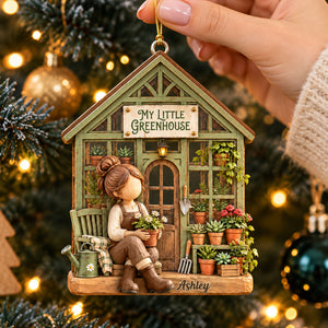 My Little Green House Wood Effect Ornament, Personalized Gifts For Gardening Girl 01qhti191026-Homacus