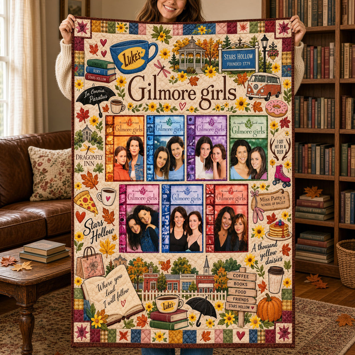 Cozy Autumn Small-Town Blanket - Personalized Gifts For TV Show Lovers 02NATI091026-Homacus