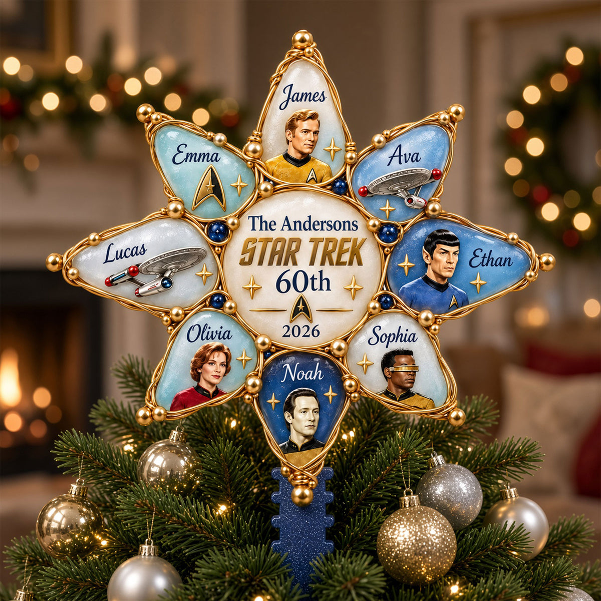 Galactic Adventure Christmas Tree Topper - Personalized Gifts For Family 05huti071026-Homacus