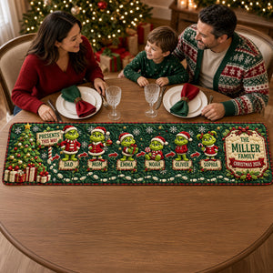 Mischievous Family Quilted Table Runner - Personalized Christmas Gifts For Family 02nati050926