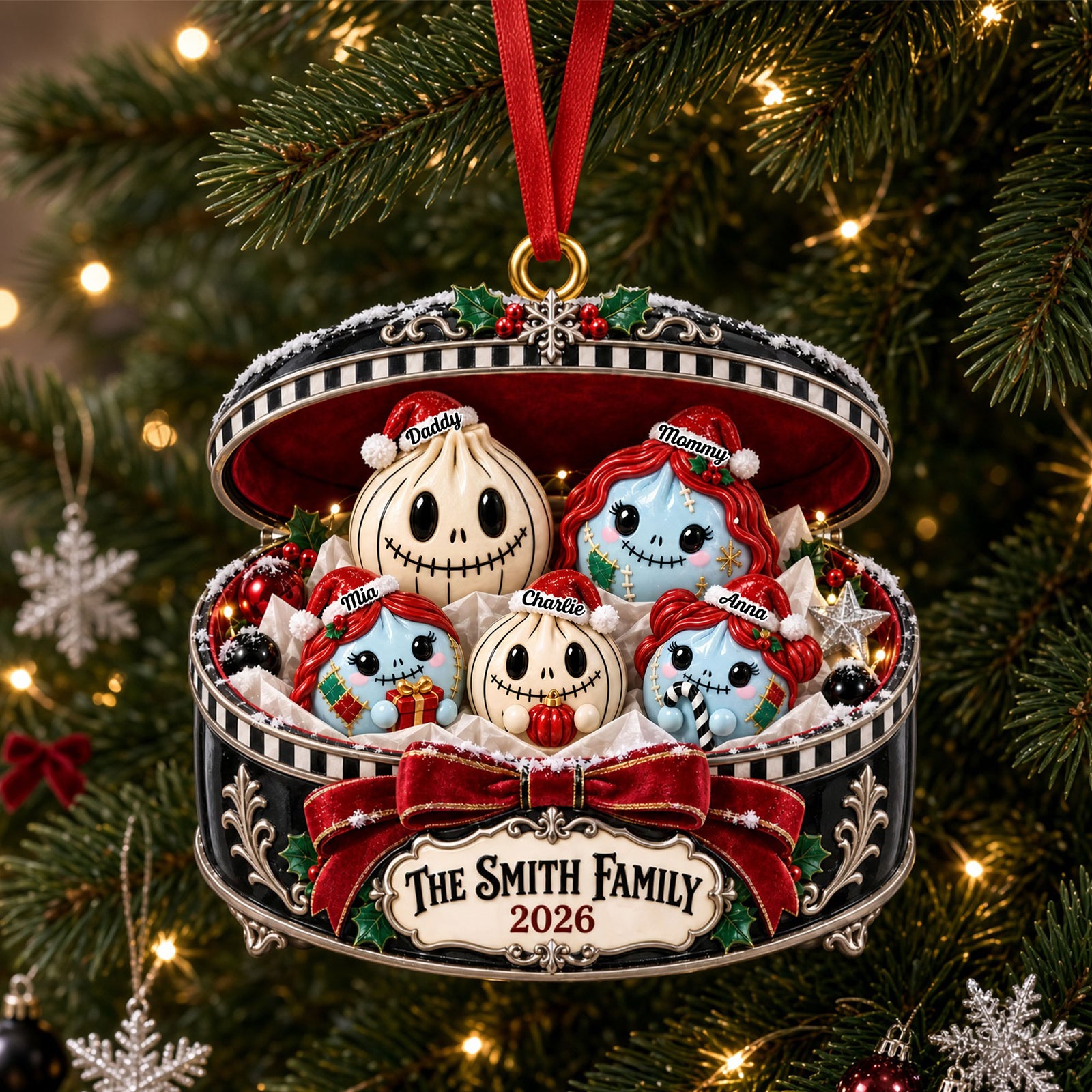 Cute Spooky Dumpling Family Acrylic Ornament - Personalized Christmas Gifts For Family 02tyti011026-Homacus