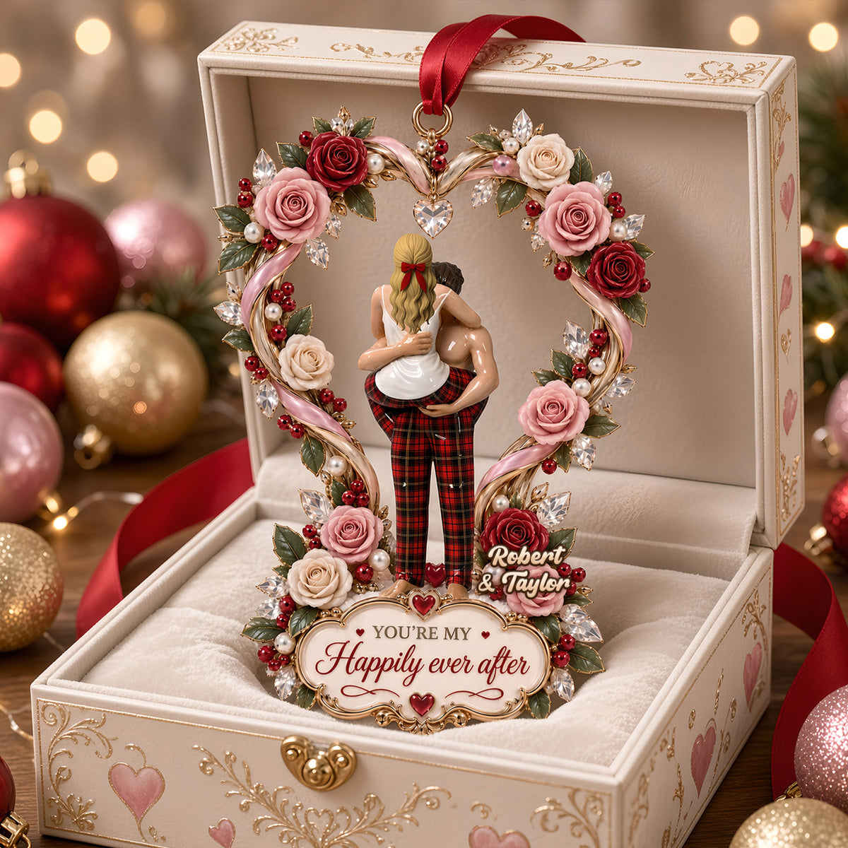 Affectionate Love Rose Ornament - Personalized Gifts For Couple 01qhti170926