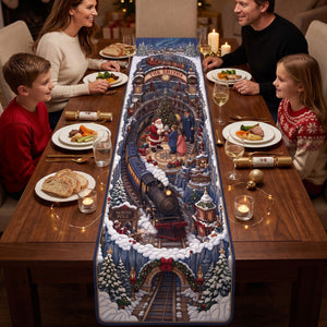 Winter Holiday Train Quilted Table Runner Personalized Gifts 04HATI210826-Homacus