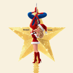 Romantic Kiss Christmas Tree Topper - Personalized Gift For Couples 02HUTI210826-Homacus