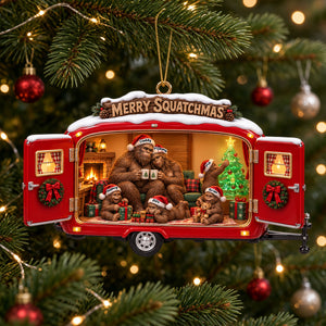 Cozy Camping Bigfoot Family Ornament - Personalized Christmas Gifts For Camping & Bigfoot Lovers 02qhti131026