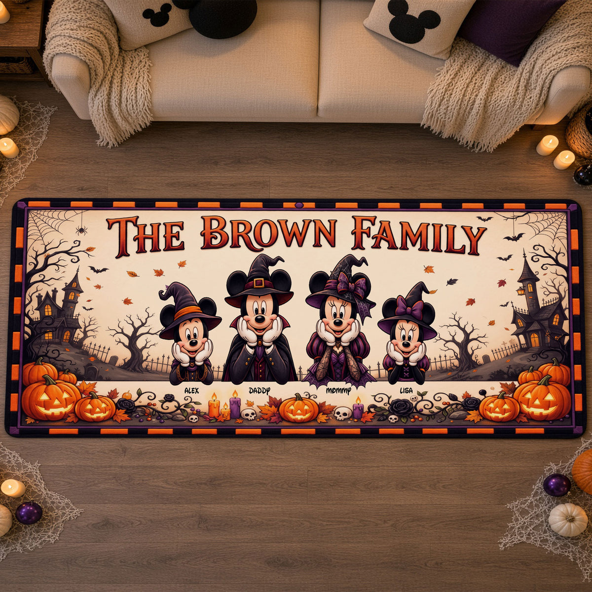 Spooky Mouse Family - Personalized Halloween Gifts For Family Runner Rug 02tyti030926