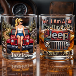Off-Road Girl 11oz Round Glass - Personalized Gifts For Travel Lover Girl Glass 04HUTI090626