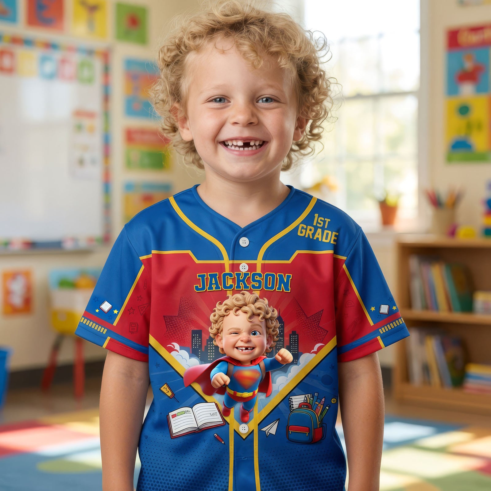 Flying To Back To School Kid Baseball Jersey - Custom Photo Gifts For Kids 04qhti030726-Homacus