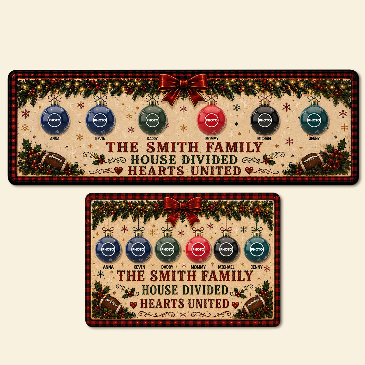 Family Football House Divided Hearts Runner Rug - Personalized Gifts 03NATI260826-Homacus