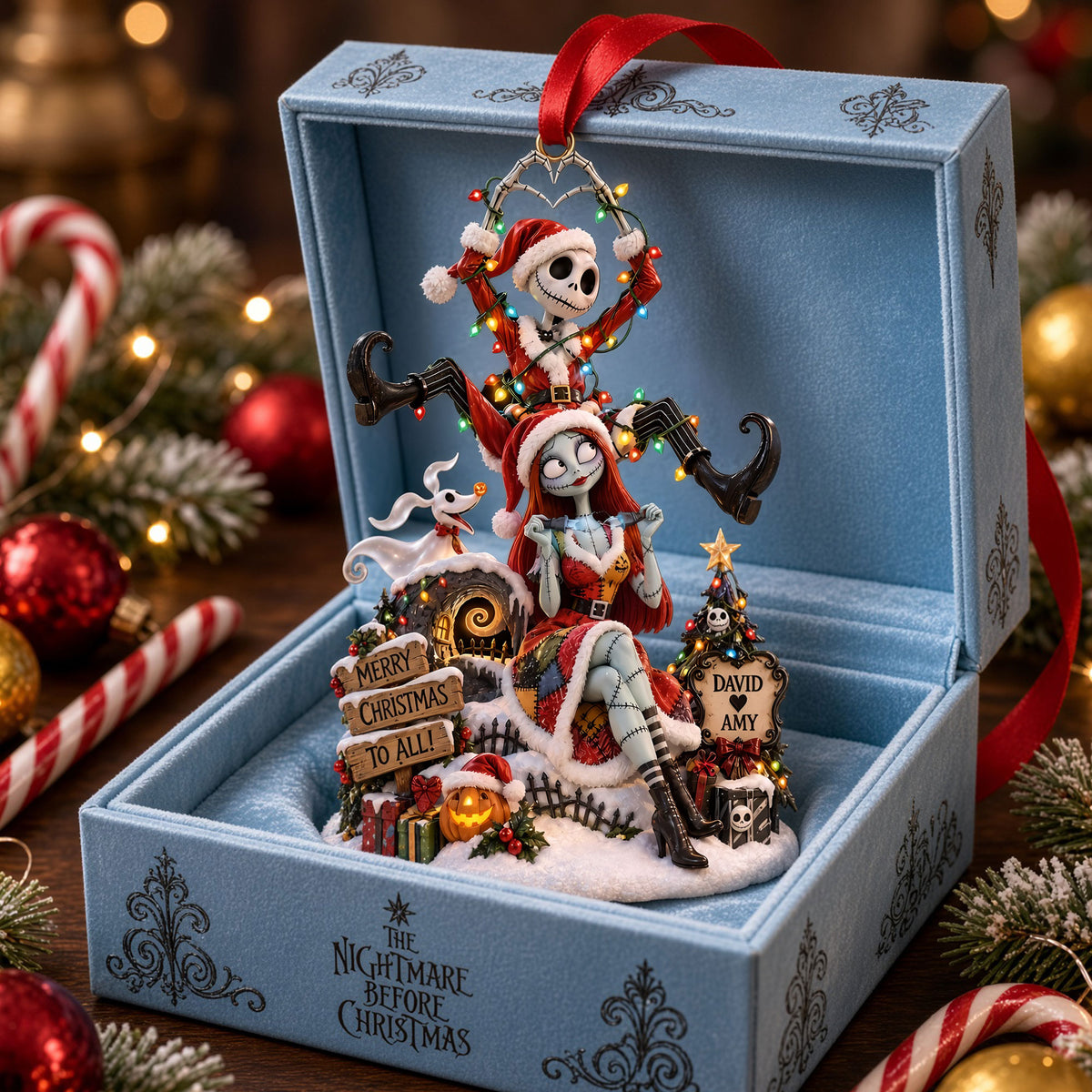 Spooky Couple Christmas Light Ornament - Personalized Gifts For Couple 02pati180926
