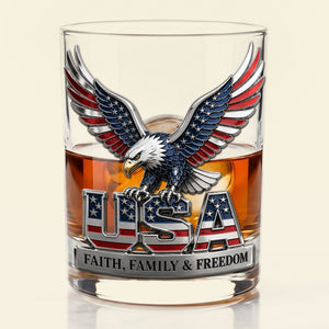 USA Strong Eagle Round Glass - Personalized Gifts For Patriots 02QHTI100626-Homacus