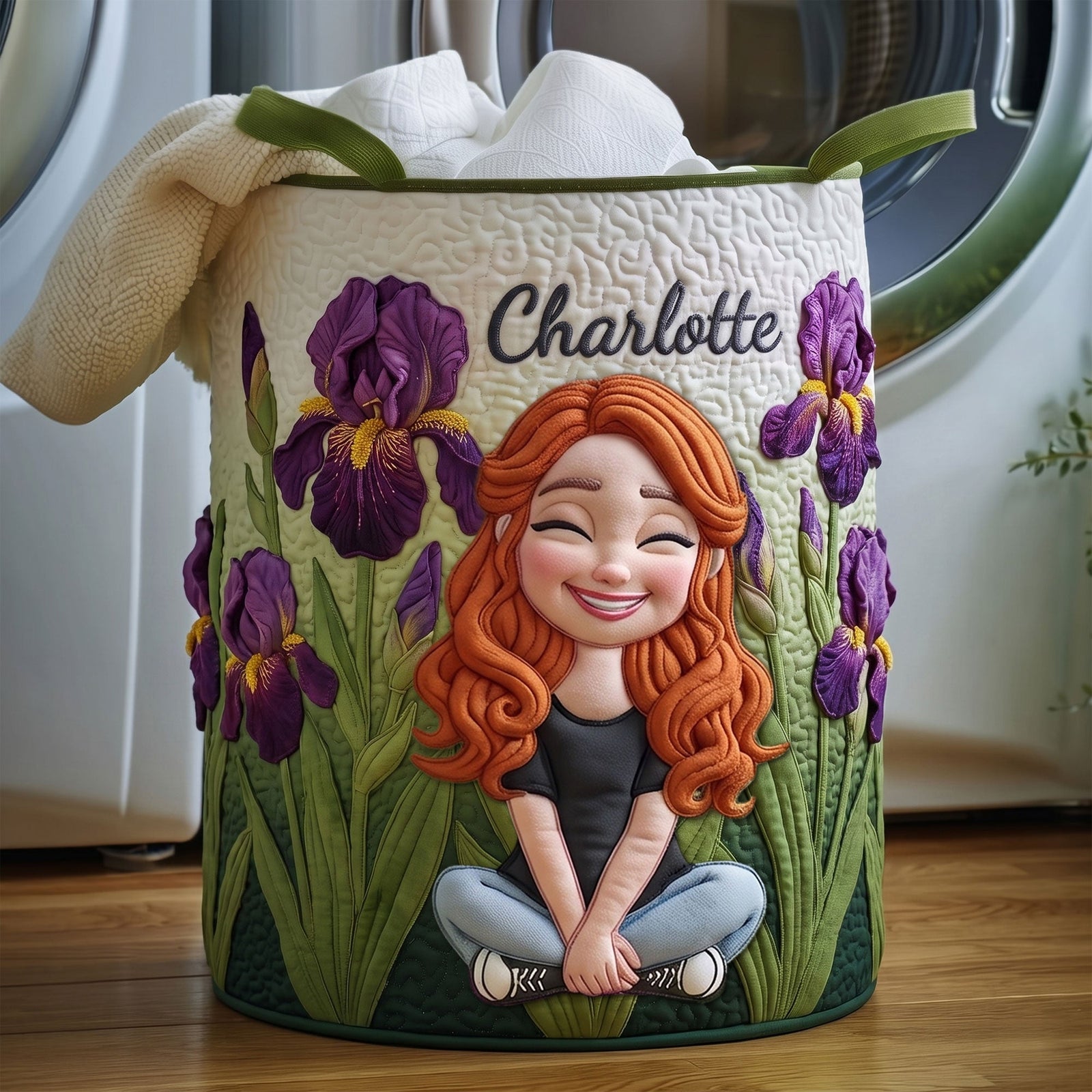 Birth Flower Girl Quilted Laundry Basket - Personalized Gifts For Girls 03QHTI300626-Homacus