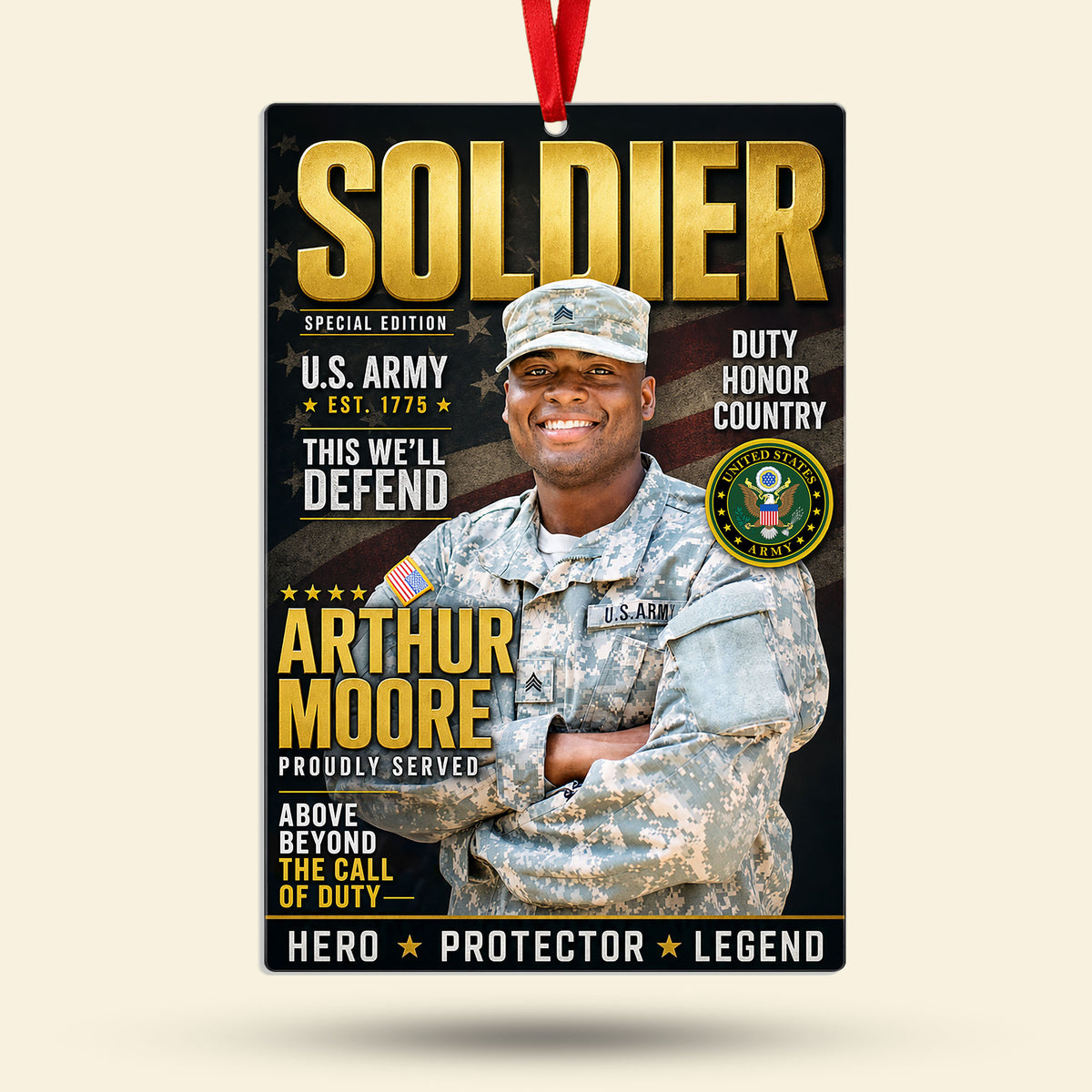 Honor Country Hero Christmas Ornament Custom Photo Gifts 04HUTI260826