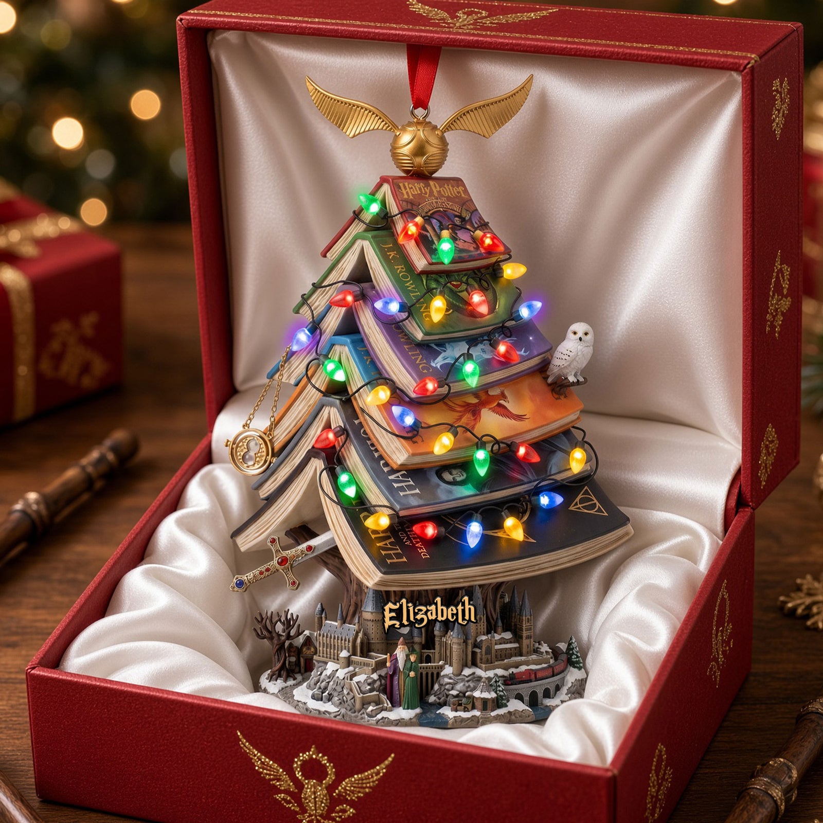 Whimsical Book Stack Christmas Ornament - Personalized Gift For Book Lovers 06HUTI120926-Homacus