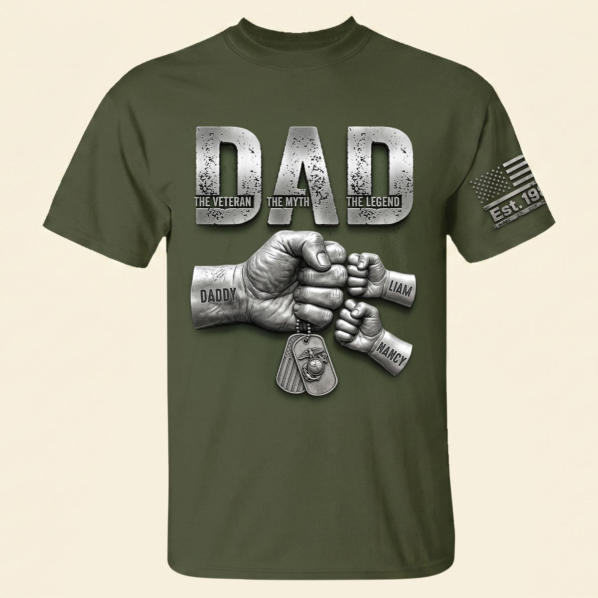 Patriotic Veteran Dad Shirt - Personalized Gift For Veteran Dads 02HUTI250526-Homacus