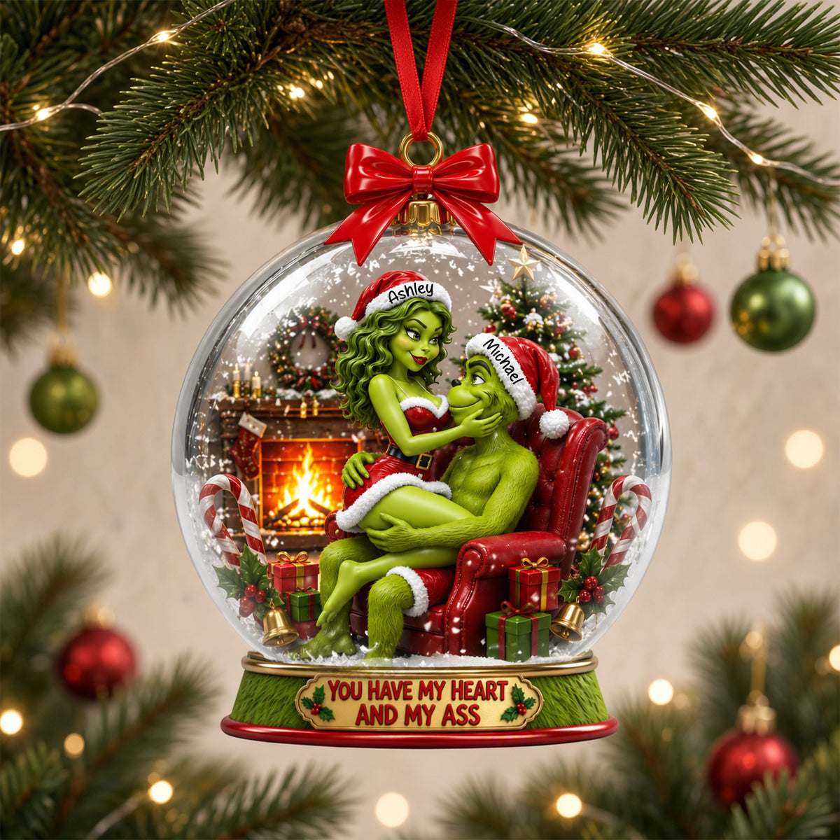 Cheeky Love Couple Christmas Ornament - Personalized Gift For Couples 04TYTI150926