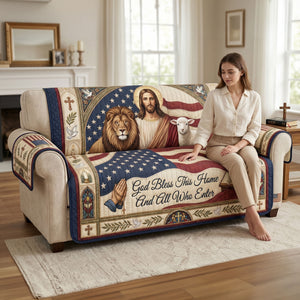 God Bless This Home And All Who Enter Quilted Sofa Cover - Personalized Gifts For Family 03huti220626-Homacus
