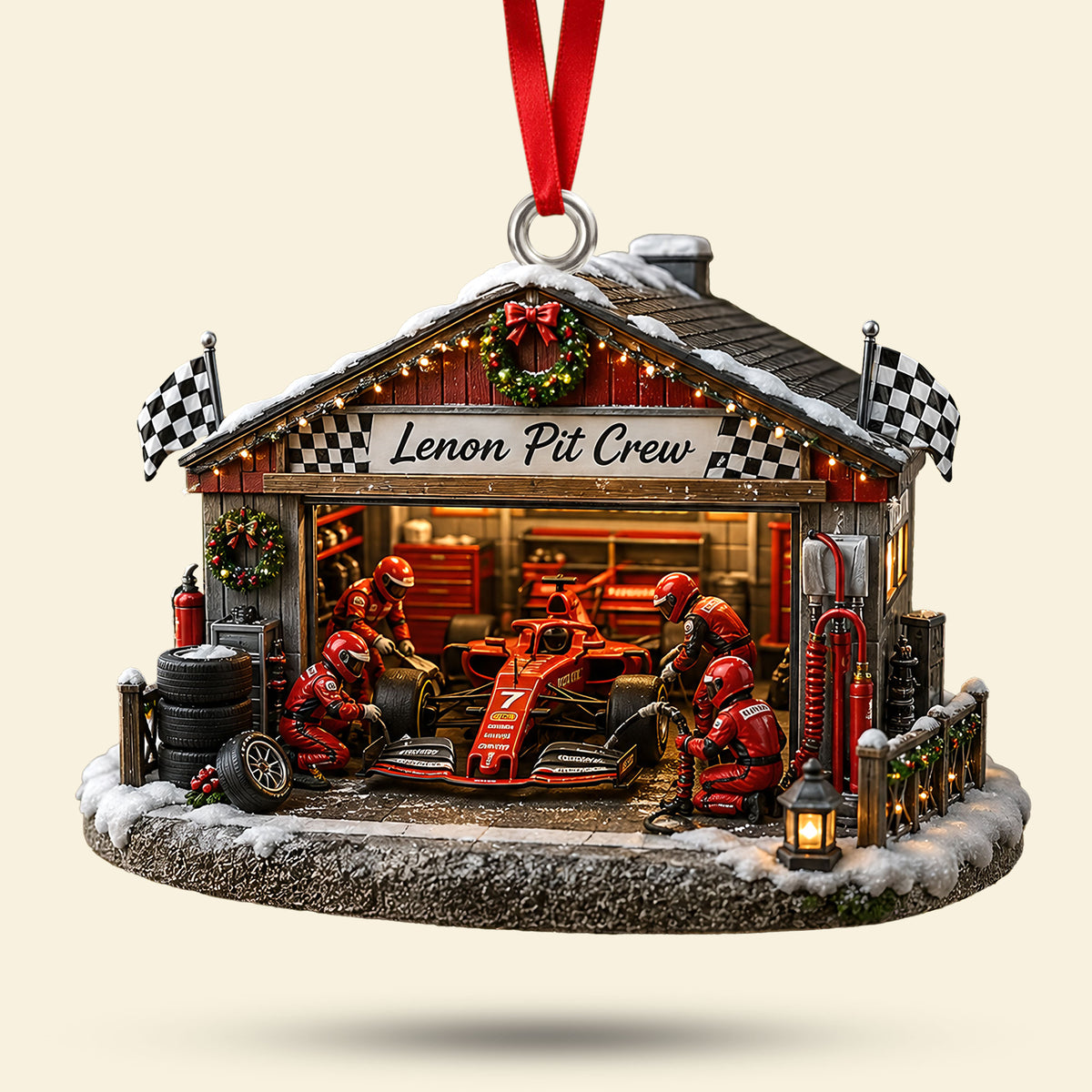 Festive Pit Crew Ornament, Personalized Christmas Gifts 04qhti020926