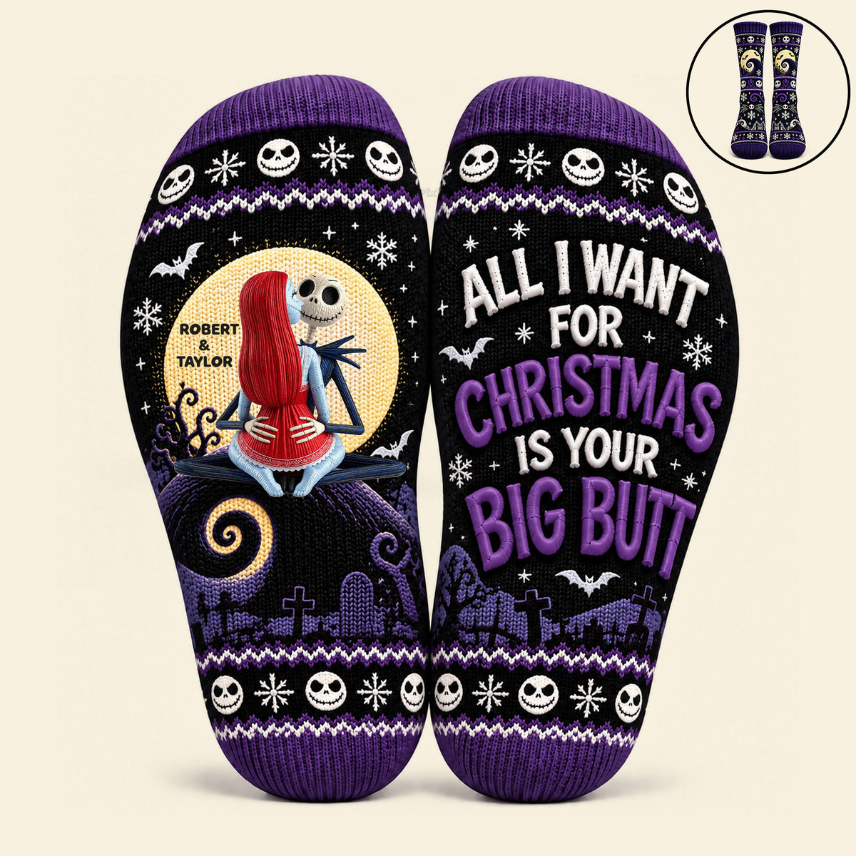 Midnight Mischief Christmas Socks - Personalized Gifts For Couple 03OHTI240926