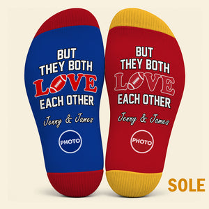 But They Both Love Each Other Middle Tube Socks - Personalized Gifts For Sports Loving Couple 01huti091026-Homacus