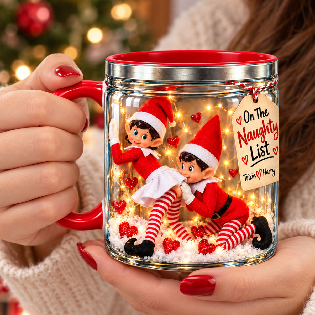 Cheeky Couple Christmas Red Accent Coffee Mug - Personalized Gifts For Couple 04huti211026