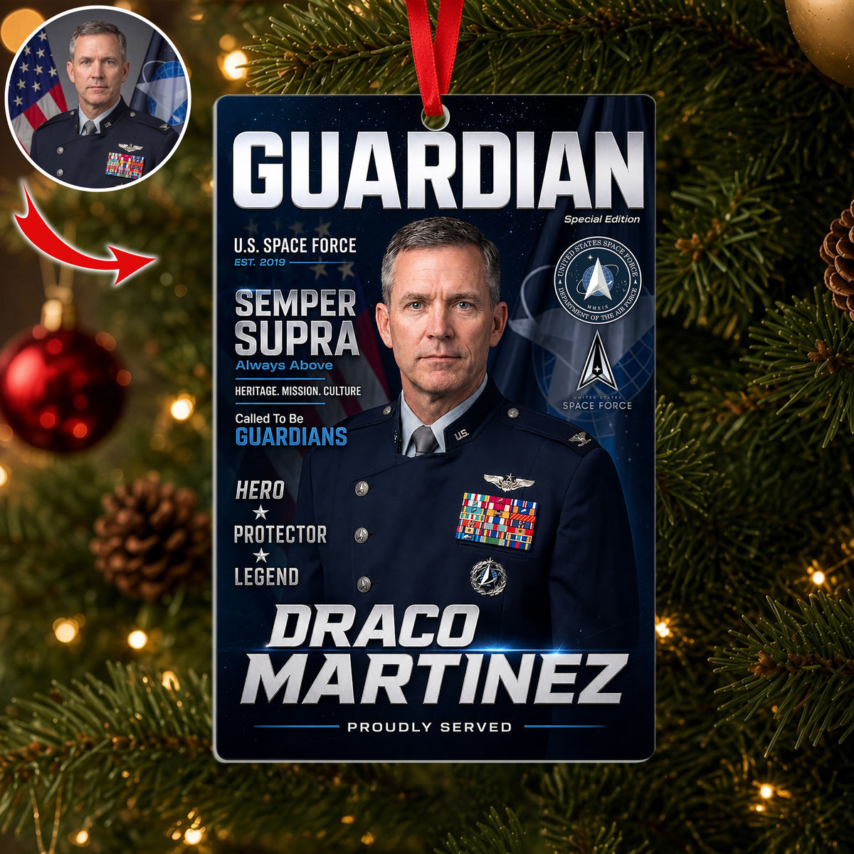 Honor Country Hero Christmas Ornament Custom Photo Gifts 04HUTI260826