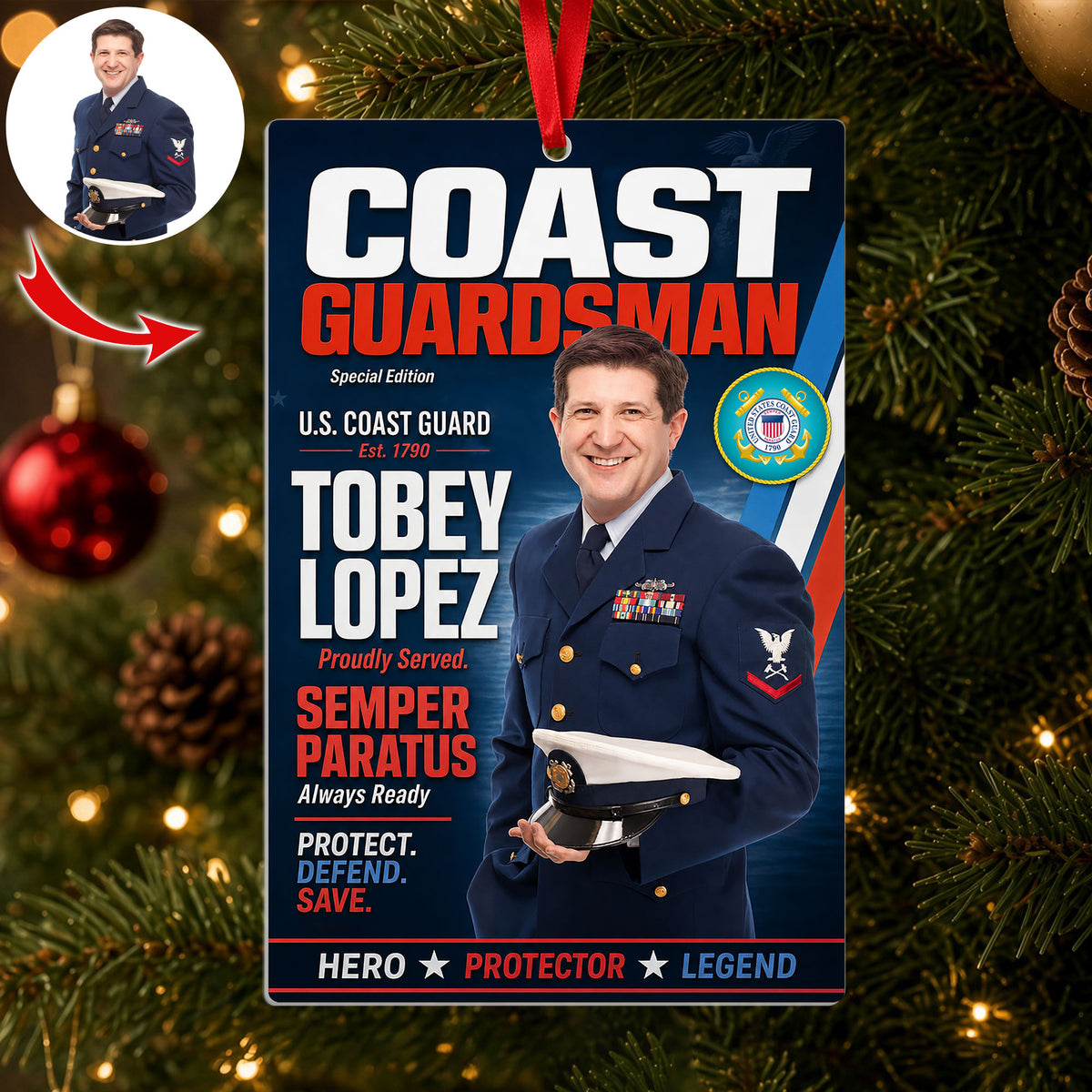 Honor Country Hero Christmas Ornament Custom Photo Gifts 04HUTI260826