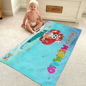 Personalized Gifts For Kid Beach Towel 05HTDC070624 Mermaid Dog-Homacus