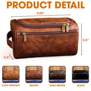 Hunting Dad Leather Toiletry Bag - Personalized Gifts For Dad 02huti100325-Homacus