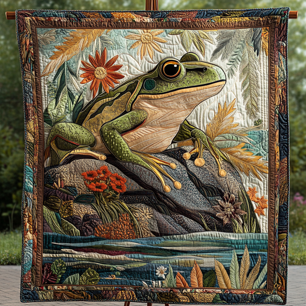 Gift For Frog Lovers Blanket, Frog in Pondside Bliss-Homacus