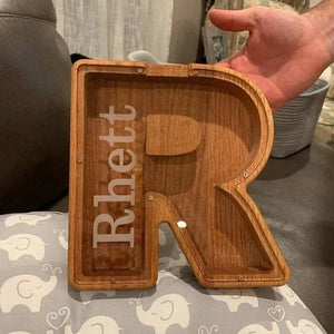 Personalized Wooden Letter Piggy Bank - Gifts for Kids-Homacus